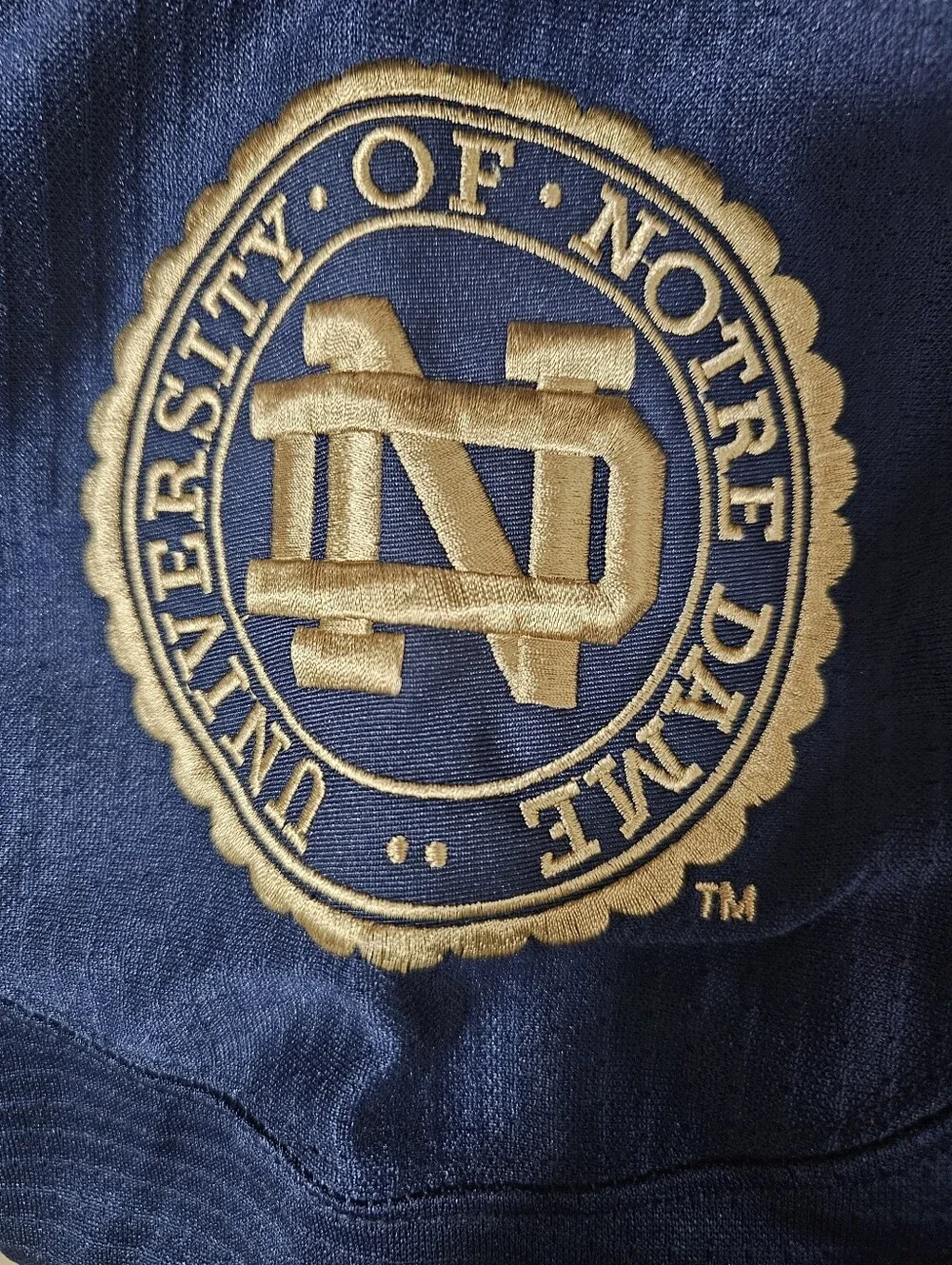 VTG Notre Dame Fighting Irish Hockey Jersey L CCHA Adidas Blue Gold Stitched EUC